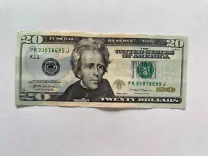 米国リアルマネー 20 ドル紙幣 20 ドル シリアル番号 PK 33978695 J ノート 2017