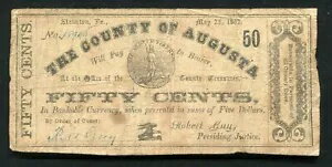 1862 年 50 セント バージニア州オーガスタ郡スタントンの廃止された紙幣