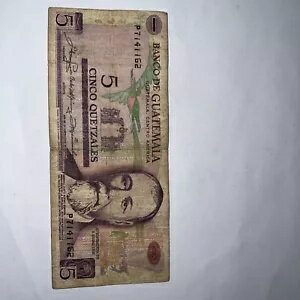 5 ケツァレス 1980 グアテマラ銀行流通良好な状態