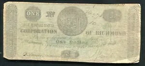 1861 年 $1 バージニア州リッチモンド会社の廃止された紙幣 (B)