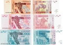 トーゴ - 西アフリカ諸国セット 3 個 500+1000+2000 フラン - ピック 815-919 UNC