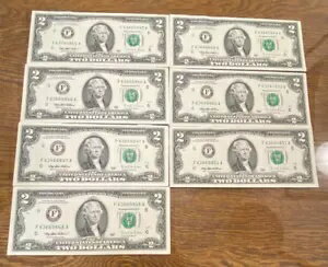7 連続 1995 $2 FRN の素敵なオリジナル CU CHRC
