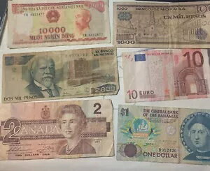 外国紙幣 6 枚のロット 世界の紙幣 収集可能な通貨