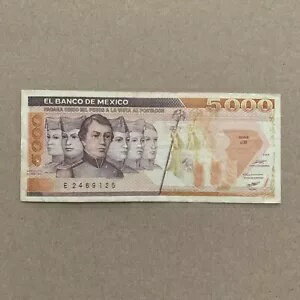 1987 メキシコ紙幣 5000 ペソ カデッツ ヒーローズ メキシコ通貨紙幣
