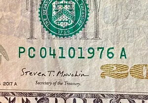 20 ドル紙幣の誕生日メモ 1976 年 4 月 10 日