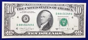 1988A 10 ドル連邦準備銀行券 Fr-2028-D クリーブランド未流通