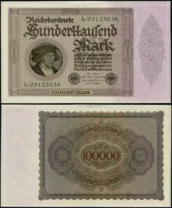 FR。 83 A 100,000 1923 世界紙幣ドイツ チョイス CU+