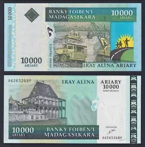マダガスカル紙幣 10000 Ariary 2003 P.-85 FDS/UNC