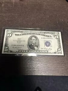 1953年 $5 シルバー証明書 ブルーシール 未流通