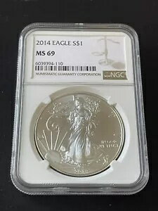 2014 NGC シルバー アメリカン イーグル ドル コイン MS69