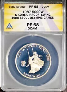 1987 5k シルバー S 韓国オリンピック スイング PF68DCAM ANACS # 7644036 + ボーナス