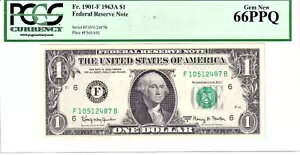 1963-A 1 ドル連邦準備銀行券アトランタ PCGS 宝石新品 66PPQ #F10512487B