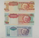 1991 アンゴラ 3 紙幣通貨セット // 500 10,000 & 500,000 クワンザ // 未流通
