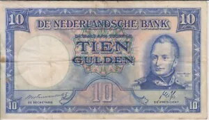 楽天WORLD RESOURCE【KING店】オランダ紙幣 P75a-6393 10 グルデン 7.5.1945 pfx 2AL 日付エラー 1788,F 2001