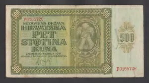 ??クロアチア 500 クーナ 1941 VF P3 第二次世界大戦 - ウスタサ NDH - ナチスドイツ同盟国??