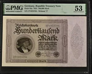 1923 ǯɥĶ¹̳ʻʾ 100,000 ޥ륯 PMG 53 UNC ˤĤ