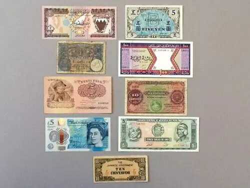 世界紙幣 9 紙幣ロット: リストについては以下を参照してください