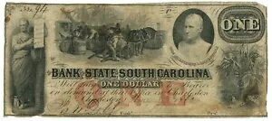1860 サウスカロライナ州銀行、サウスカロライナ州チャールストン 1 ドル旧券 Sh545