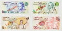 ガーナ標本セット紙幣ロット (4) GEM UNC ガーナ銀行 1、2、5、10 紙幣