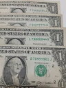 ロット (9) $1 紙幣 4 つ連続の実線数字 1、2、3、4、5、6、7、8、9、セット ファンシー ユニーク