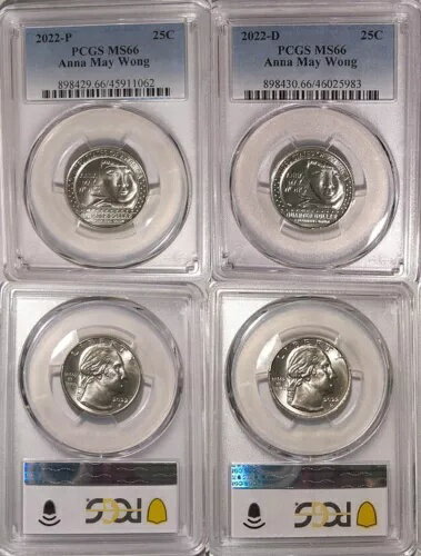 2022 P&D アンナ メイ ウォン 25c PCGS MS66 アメリカン レディース クォーター 2 コイン セット