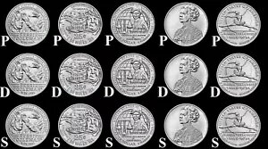 2023 P、D、S アメリカン レディース 'BU' (15 コイン) クォーター コンプリート セット 米国造幣局