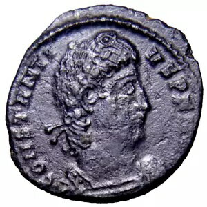 コンスタンティウス 2 世、337 ? 361。花輪を持つフォリス 2 つの勝利ローマのコイン wCOA(3)