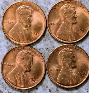4 - 1945 S ブリリアント未流通リンカーン小麦セントペニー 4 コイン