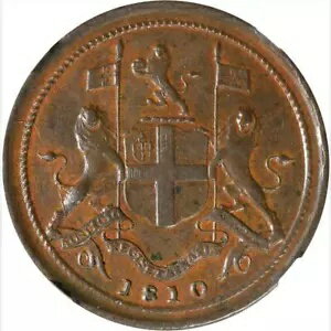 1810 マレーシア イギリス東インド会社 ペナン 1/2 セント ピス NGC AU 58 KM-12