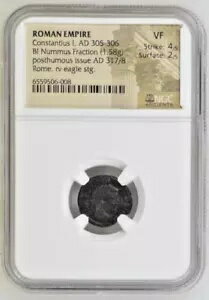 󥹥ƥ 1  AD 305-306 BI Nummus Fr ȯԥ Rv  NGC VF