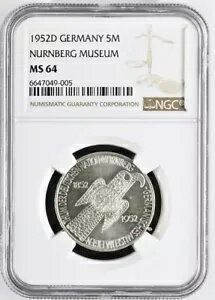J 388 5 マーク ドイツ博物館 1952 年 D NGC MS 64 KM020-