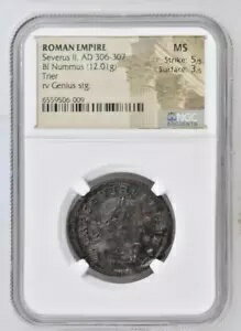  륹 2  AD 306-307 BI Nummus Trier rv Genius stg NGC MS