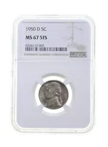 MS67 1950-D ジェファーソン ニッケル - 5FS - グレード NGC *4438(3)