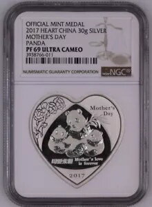NGC PF69 中国 2017 母の日パンダ銀メダル 30g