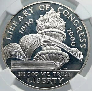 2000年 アメリカ アメリカ議会図書館 TORCH&BOOKS シルバー$コイン NGC i89170