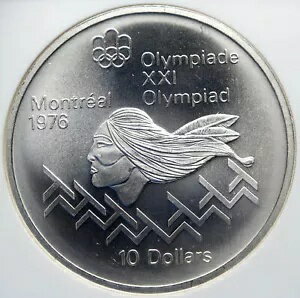 1975 カナダ エリザベス 2 世オリンピック モントリオール男子ハードル シルバー 10 コイン NGC i85348