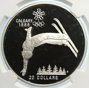 1986 カナダ 1988 カルガリー オリンピック フリー スキー プルーフ シルバー $20 コイン NGC i106638