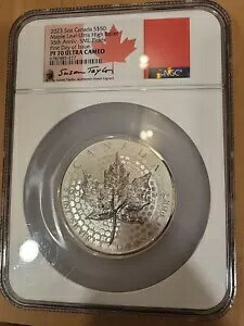 2023 $50 カナダ 5オンス シルバー メープル リーフ 35 周年記念 UHR NGC PF70 UCAM FDOI(3)