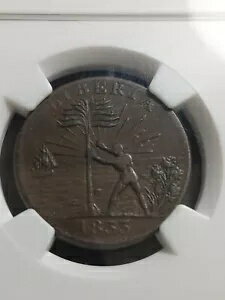 1 セント 1833 トークン リベリア KM#Tn2 銅 アメリカ植民地協会NGC VF35B
