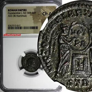  󥹥ƥ̥ 1  AD 307-337 AE3 BI Nummus NGC Ch AU (017)