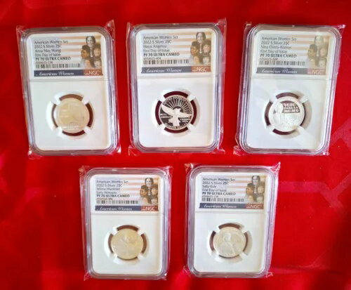 2022、S - シルバー 99.9、25C アメリカン レディース 5 コイン NGC FR PF70 ULTRA CAMEO