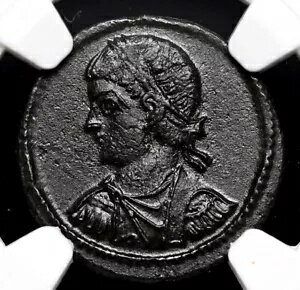 ローマ帝国。コンスタンティヌス2世。西暦 337 〜 340 年。 ?3、アネピグラフィックタイプ、レア、NGC Ch VF