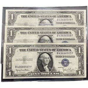 3 連続 1935-D $1 シルバー ダラー証明書 FR 1613W BF レア ブロック