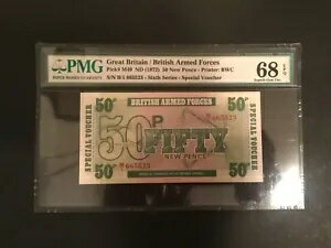 イギリス軍強制50ペンス紙幣 世界紙幣 PMG 68 EPQ 極上