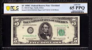 1950 C $5 Ϣˮʾ ꡼֥ FR.1964-D DB ֥å PCGS B GEM 65 PPQ