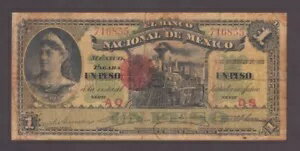 メキシコ-6855 バンコ・ナシオナル 1 ペソ 1913 年 6 月 12 日 機関車、スキャン 2401 を参照