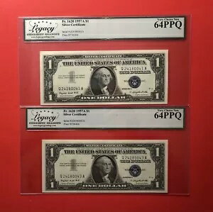 WORLD RESOURCE【KING店】の1957A -2 シルバー証明書 $1 紙幣、レガシー ベリー チョイスによるグレード 新品 64 PPQ｜アングル2