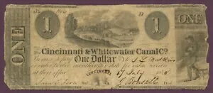 1840 Cincinnati & Whitewater Canal Co.、オハイオ州シンシナティ $1 Note No.1194 (61079)