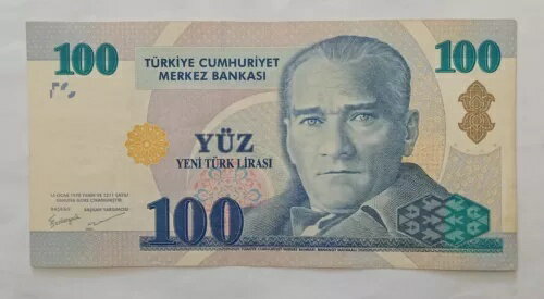 トルコ 100 リラ 2005 ピック#221 f-vf- レア紙幣