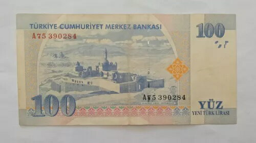 WORLD RESOURCE【KING店】のトルコ 100 リラ 2005 ピック#221 f-vf- レア紙幣｜アングル2
